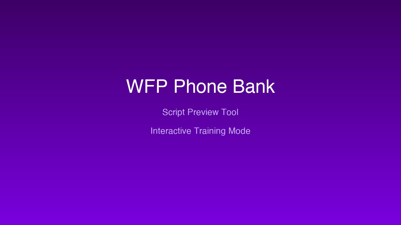 WFP Phone Bank Script Preview